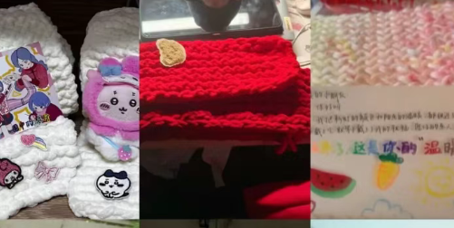 “我是新手可能织得不是那么好，但是我真是织了好久好久”